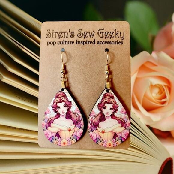 Disney Princess Belle Beauty and the Beast Earrings - Picture 1 of 3
